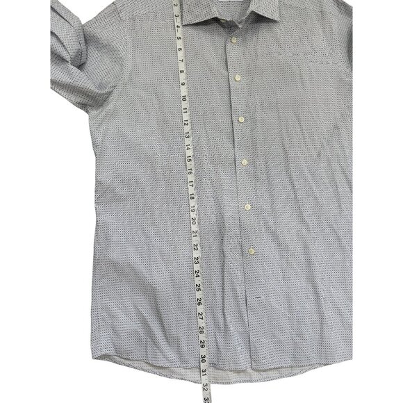 Eton Contemporary Mens Dress Shirt Long Sleeve Blue White Print Cotton Size 17 - Picture 5 of 6